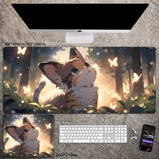 게이밍 장패드 대형 컴퓨터 마우스패드 러블리 카툰스타일 고양이 패턴 고급 노슬립 소프트 테이블롱매트 사무실/책상/기숙사 노트북 컴퓨터 꾸미기 아이템 선물용, 고양이-26,