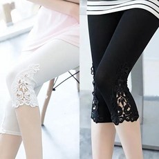 WHYY 1+1 레이스 레깅스 여자 여름 얇은 칠부 스판 레깅스