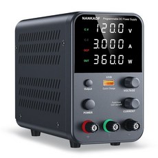 직류 전원 공급 장치 변수 30V 10A 벤치 4개의 숫자가 표시되는 LED 디스플레이 USB 인터페이스 변압 인코더 손잡이로 조절 가능 출력 활성화/비활성화 버튼, 120V 3A BLACK