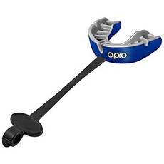 OPRO 골드 레벨 마우스 가드 스트랩 축구 라크로스 및 기타 접촉 스포츠 용 Gum Shield-18 개월 치과, Blue