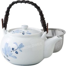 일본생산 하사미 도자기 티포트 꽃무늬 625ml, 1개