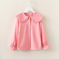 프릴카라블라우스 어린이 블라우스 화이트 셔츠 합창 단체 행사 핑크 화이트 여아 초등생 유아 블라우스