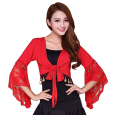 자칠광장춤 댄스 의상 나팔 소매 댄스 케이프 아웃핏 8443