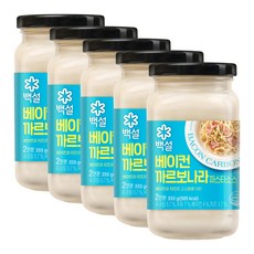 백설 프리미엄 파스타 소스 5개입 - 베이컨 까르보나라 파스타소스 355g x 5, 옵션