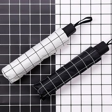 모노톤 체크 패턴 우산 양산 3단 포켓