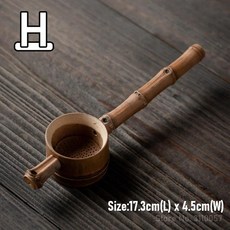 대나무 등나무 차 주입기 다도 기구 긴 손잡이 여과기 깔때기 테, 1개