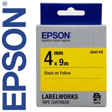 *정품* [ EPSON ] 라벨테이프, SC4Y(노랑바탕/검정글씨/폭4mm), 1개