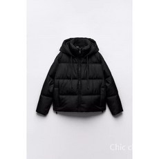ZARA 여성 스탠드업 칼라 브레드 자켓 두꺼운 후드 쇼트 다운 패딩 3046201
