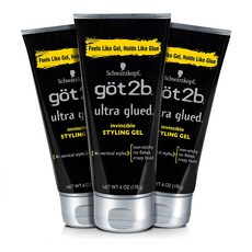 Got2b Ultra Glued Invincible 갓투비 울트라 글루드 스타일링 헤어젤 6oz 170g 3개, 단일상품