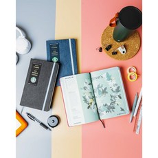 스타벅스 2021 패브릭 몰스킨 위클리 먼슬리 스터디 공부 플래너 다이어리, 레드