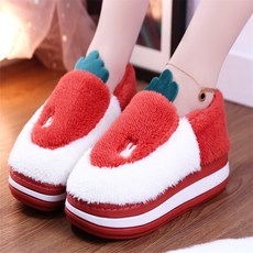 MRAN 엘로우 당근 스리퍼 통굽 면 슬리퍼 하이힐 키높이 패딩부츠 보온 실내