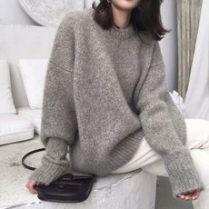 투에이치패션 여성 루즈핏 복고풍 모헤어 니트 스웨터[특허상표권]