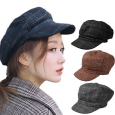 체크팔각모