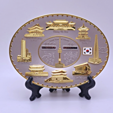 한국민예사 서울 관광지 주물 접시 벽걸이 장식 전통 관광 기념품 외국인 선물 Korean souvenir, 01 골드