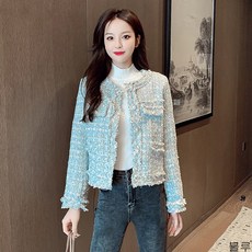 굿데이 컴퍼니 가을신상 여성 라인 고급 슬림 자켓 데일리룩 루즈핏 클래식 숏자켓 트위드 빅사이즈 sWT53