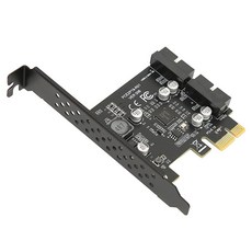 Zunate PCIe to USB 3.2 GEN1 카드 5Gbps USB3.2 전면 확장 PCI 익스프레스 윈도우 7 8 10 11 및 리눅스용 듀얼 포트 19핀 커넥터 라이저 블