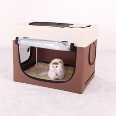 휴대용 접이식 애완 동물 건조 상자 텐트 불어 헤어 드라이어 고양이 케이지 개 목욕 유물 정리 하우스 가방 드라이 룸 자동차, 갈색, 1개
