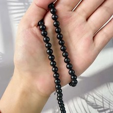 순지트 엘리트 순가이트 천연 크리스탈 Shungite 부드러운 라운드 루즈 비즈 진짜 준 귀중 치유 보석 팔찌 쥬얼리 목걸이 DIY 선물, [02] 6mm, [01] 1 strand, 1개