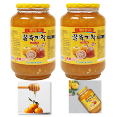 자연톡 꿀 유자차 유자청 고흥 웰빙 전통차, 2000g, 2개입, 1세트