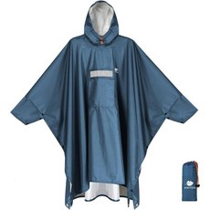 Anyoo 안유 방수 레인 판초 경량 재사용 가능 등산 후드 코트 야외 활동용 재킷, Steelblue