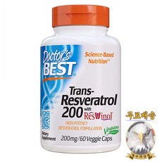 미국산 닥터스베스트 트랜스 레스베라트롤 200mg 60베지캡슐 Doctor's Best Trans Resveratrol 선물증정, 1개, 60정