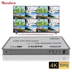 HDMI 멀티 뷰어 4K 1080P 16X1 hdmi 분배기 16 In 1 Out Seamless Switch 멀티 뷰어 16 TV 모니터 용 디스플레이 화면 분배기, 02 4K 30Hz Version_02 EU Plug, 1개