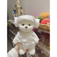 TeddyTales 레나베어 곰돌이 테디테일즈 베어 수제 곰돌이 애착 인형 30종, 30cm [기프트 박스 포장], 화이트 베어 + 목욕 가운 세트