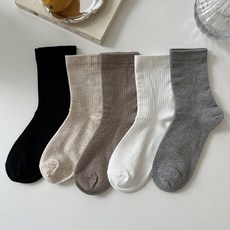 러브앤삭스 여성용 조임없는 무압박 긴목 골지양말 임산부 당뇨양말 5켤레 세트, 코코아, 5개