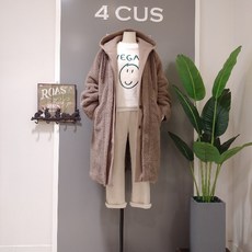 포커스 후드 배색 부클 롱코트(FW9L7CT0442)
