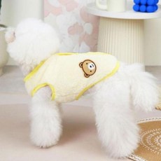 조끼 반려견옷 강아지 후리스 강아지옷 애견 곰돌이 자켓, 옐로우, L