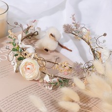 반품관련 공지엔틱화관조화화관재롱잔치셀프웨딩팬싸화관아이돌화관스냅사진스냅촬영사진소품파티용품, 크림