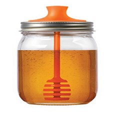 Jarware 82623 Honey Dipper Lid for Regular Mouth Mason Jars Jarware 82623 일반 입 메이슨병용 허니 디퍼 뚜껑 오렌지, 기타, 1개
