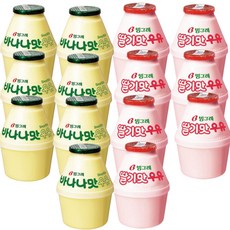 빙그레 단지우유 2종 혼합 (바나나맛우유 and 딸기맛우유), 14개, 240ml