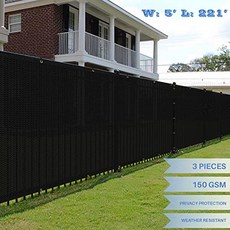 EK Sunrise 5'x 221 '검은 색 울타리 프라이버시 화면 상업용 야외 뒤뜰 차양 윈드 실드 메쉬 패브릭 3 년 보증 (사용자 정의 3 세트 (3 5' x 221'), 3, 5' x 221'