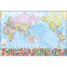 세계지도 100 x 70 cm 만국기 세계 지도 보기, 단품
