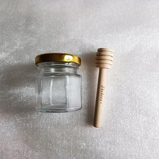 개인화 나무 꿀 국자 스틱 원형 미니 유리 항아리 결혼식 파티, 3.Jar and stick, 1개