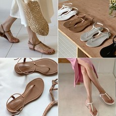 소가죽 쪼리 티스트랩 샌들 4컬러 굽2cm