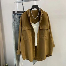 ZIGODAG 여성 루즈핏 코듀로이 셔츠 자켓 캐주얼 긴소매 아우터 ZKYYBQ52653