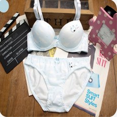 G97049 3단계 주니어 속옷 브라 팬티 와이어 세트 블루 85B