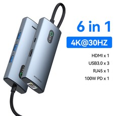 Rocoren USB C 허브 PD 100W RJ45 SD 리더 USB 3.0 분배기 11 인 1 독 스테이션 맥북 에어 프로 삼성 노트북용 8 인 1, 1개, 3) 6 in 1hub
