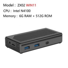 소형PC 미니PC 산업용미니PC Win11 Linux ZX02 미니 PC 인텔 N4100 6G 램 128G/256G/512G/IT ROM 포켓 USB3, 02 US, 03 6G 512G Win11