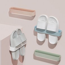 부착식 화장실 욕실화 슬리퍼 보관 거치대 꽃이 걸이, 핑크, 1개