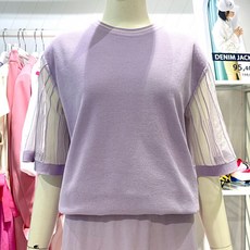 티렌 시스루 소매 포인트 니트 L202PWK401