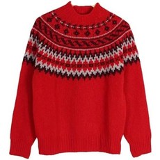 남성용 풀오버 스웨터 [할리 오브 스코틀랜드] 맨즈 노르딕 크루넥 노르딕 무늬
