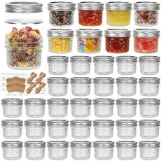 Eathtek 473.2ml16온스 넓은 입구 유리 메이슨 병 12팩 밀폐 뚜껑이 있는 480ml 통조림 샐러드 식사 준비 퍼서링 피클링 잼 꿀에 이상적 핫템 잇템, 40 pack - 4oz, 12개