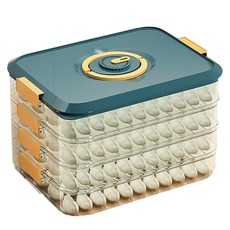 쌓을 수 있는 만두 보관 상자 Bpa-free 씰링 냉장고 주최자 동남아시아 즐겨 찾기, 파란색, 4개의 층, 1개, 파란색 * 4개의 층 * 1개