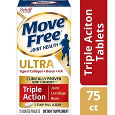 Schiff Move Free II 형 콜라겐 히알루 론산 공동 연골 지원 보론 (75 정) 울트라 트리플 액션 조인트, 상세설명참조