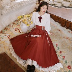 Mayfox개화기 의상 졸업사진 원피스 코스프레 레트로 복고풍 졸업사진 컨셉, 보라색, L