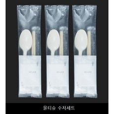 일회용 물티슈 수저세트 1개 50개 100개, 물티슈 수저세트_100개