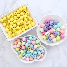 짱패브릭 스마일 구슬 비즈 2size, 10mm, 옐로우